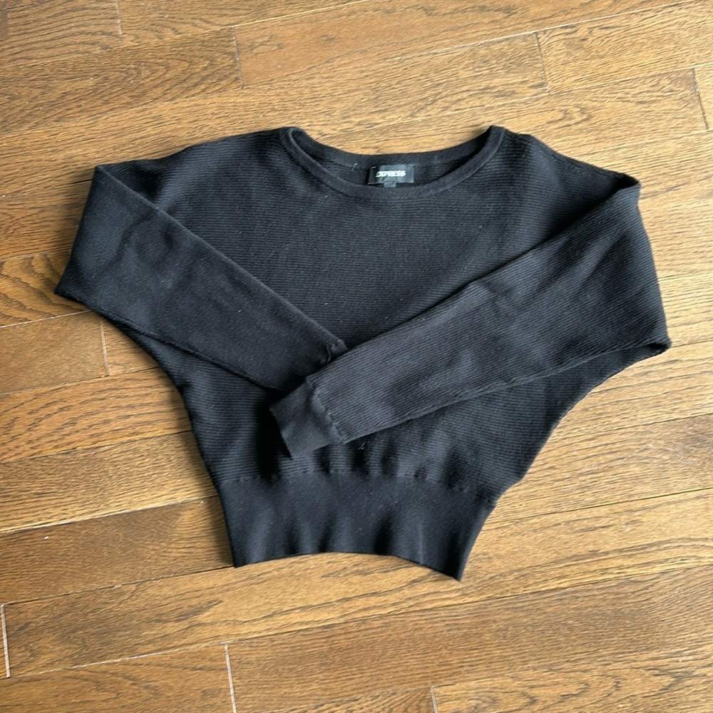 Express Black Cropped Sweater with Dolman Sleeves- Size XS- Excellent Condition